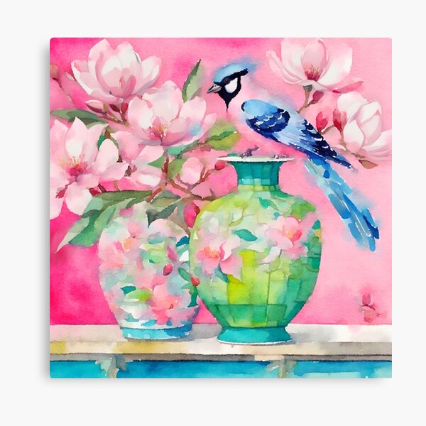 Item preview, Acuarela de flores de magnolia y arrendajo rosa designed and sold by SophieClimaArt.