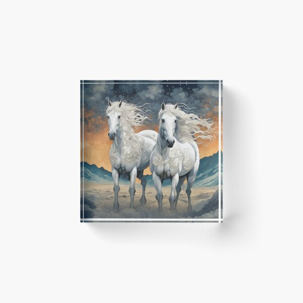 Aperçu de l'œuvre Chevaux blancs aux portes du paradis créée et vendue par Takutakina.