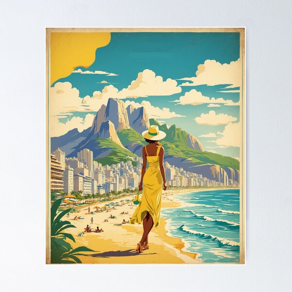 Artikelvorschau, Ipanema Beach Brasilien Vintage Poster Tourismus entworfen und verkauft von TravelersGems.