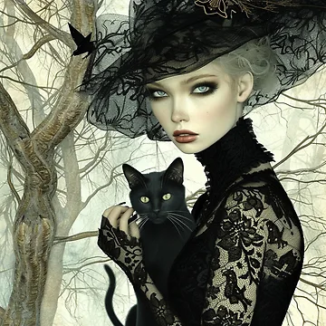 Artwork thumbnail, Mysterious Black Cat and Woman by chi3-jp