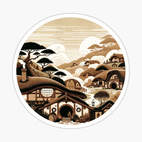 Aperçu de l'œuvre Comté tranquille : Hobbiton à la manière Japandi créée et vendue par MythicBiscuit.