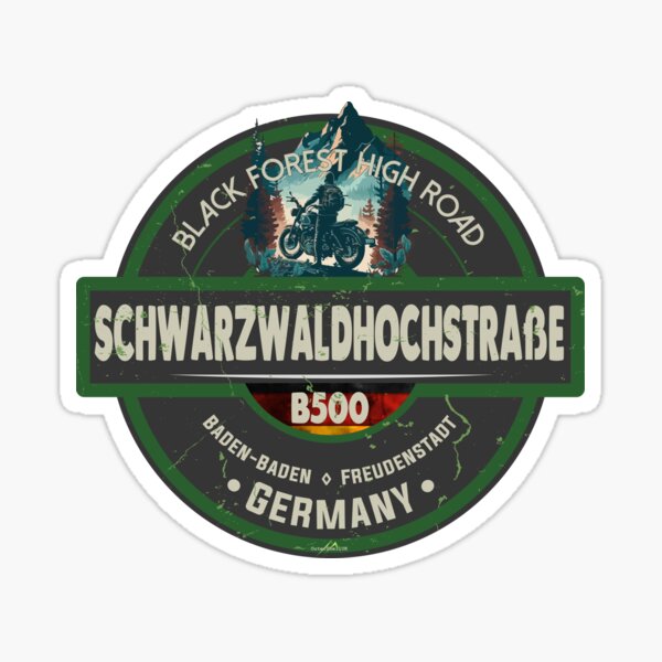 Artikelvorschau, B500 Schwarzwald, ikonische deutsche Motorradroute, Aufkleber und T-Shirt 04 entworfen und verkauft von OuterShellUK.