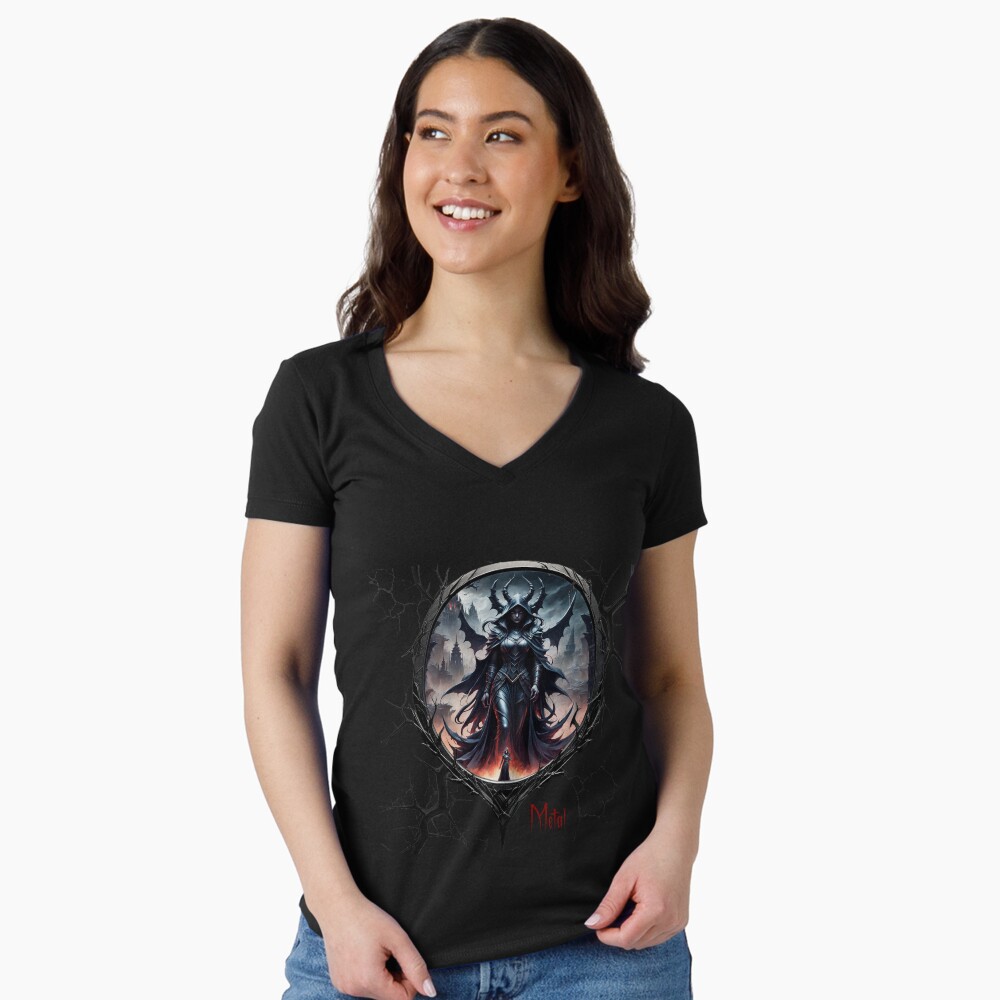Aperçu de l'œuvre T-shirt moulant col V créée et vendue par FatCatStudios.