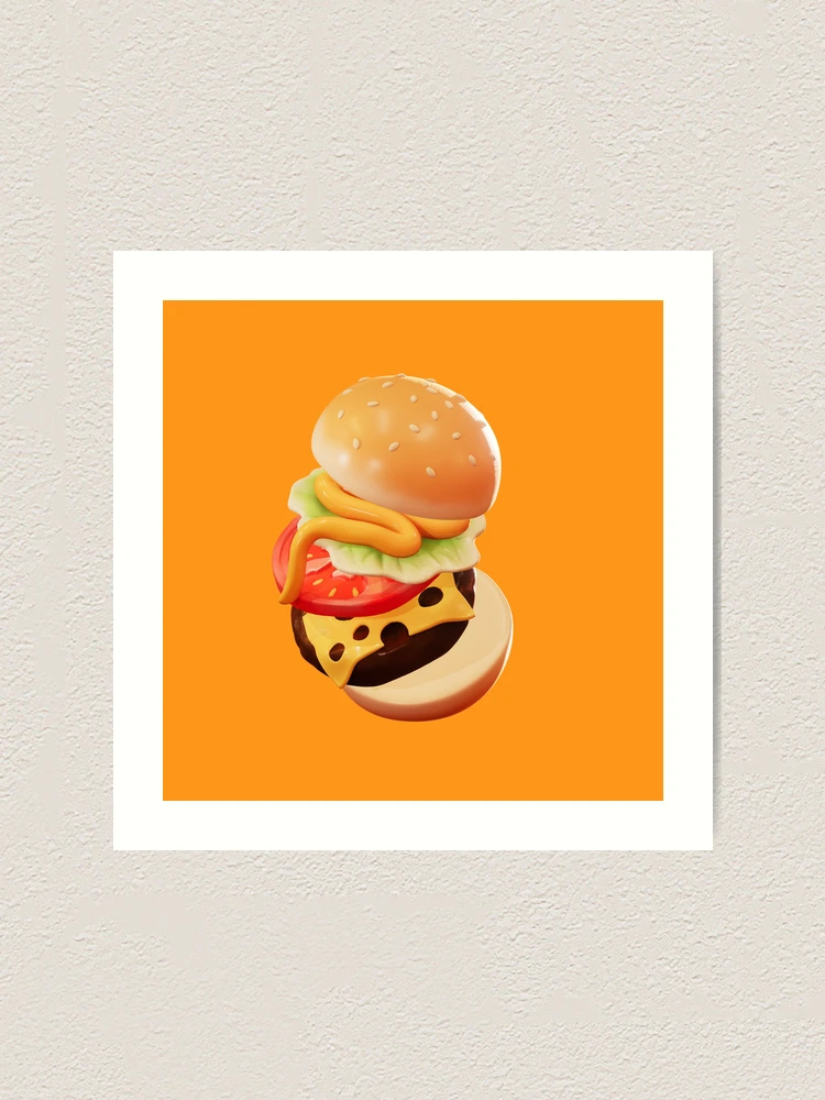 Thumbnail 1 of 3, Art Print, 3D hamburger image designed and sold by gold-rabbit.