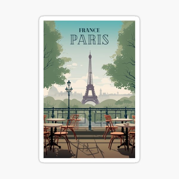 Aperçu de l'œuvre France Paris - Affiche de voyage rétro vintage Tour Eiffel créée et vendue par artra-shop.