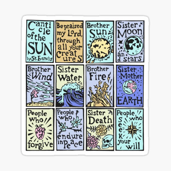Aperçu de l'œuvre Cantique du Soleil en couleur Citation de prière de Saint François créée et vendue par SarahFullerArt.