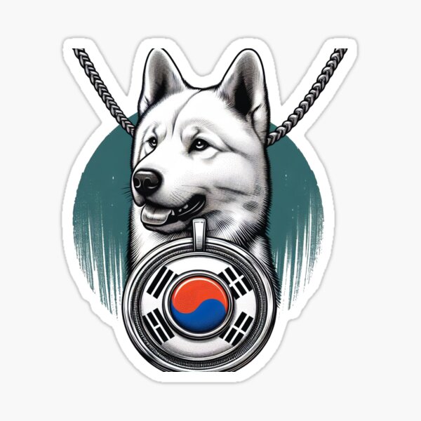 Aperçu de l'œuvre Collier drapeau chien Jindo : fidélité et courage créée et vendue par PaintMeWorld.