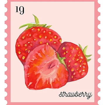 Aperçu de l'œuvre Timbre-poste aquarelle aux fraises de CraftCartelArt