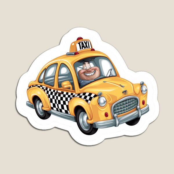 Aperçu de l'œuvre Style de bande dessinée amusant de taxi jaune créée et vendue par WatermelonPink.