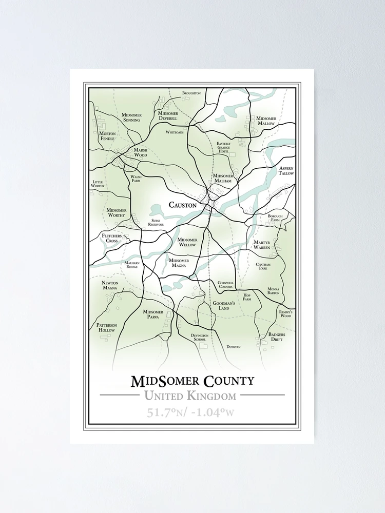 Thumbnail 1 von 3, Poster, Karte von Midsomer County designt und verkauft von cozymaps.