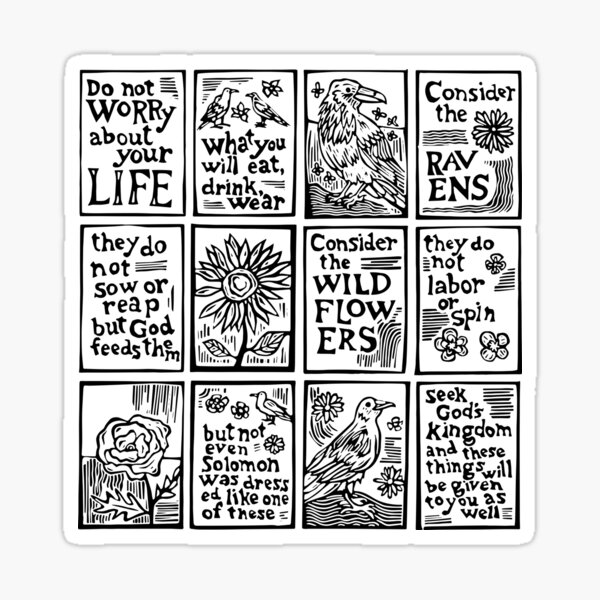 Aperçu de l'œuvre Ne vous inquiétez pas pour votre image de vie avec les corbeaux et les fleurs créée et vendue par SarahFullerArt.
