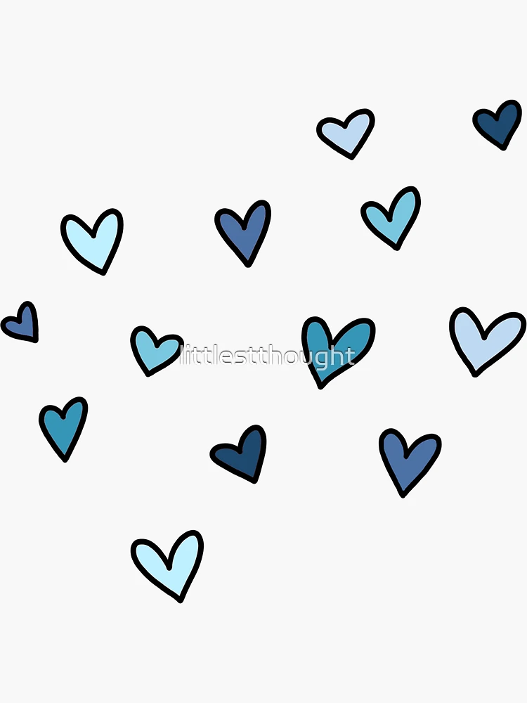 Thumbnail 3 von 3, Sticker, 13 kleine Herzen – Blau designt und verkauft von littlestthought.