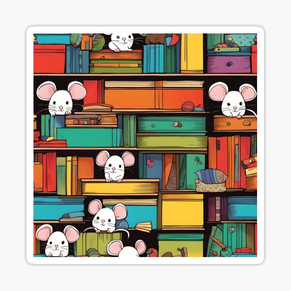 Aperçu de l'œuvre Une bibliothèque de souris qui jouent. créée et vendue par murielsfaith.