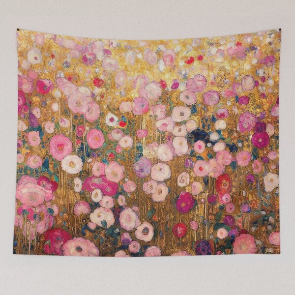 Item preview, Gustav Klimt Pink Flower Garden designed and sold by maniacfitness.