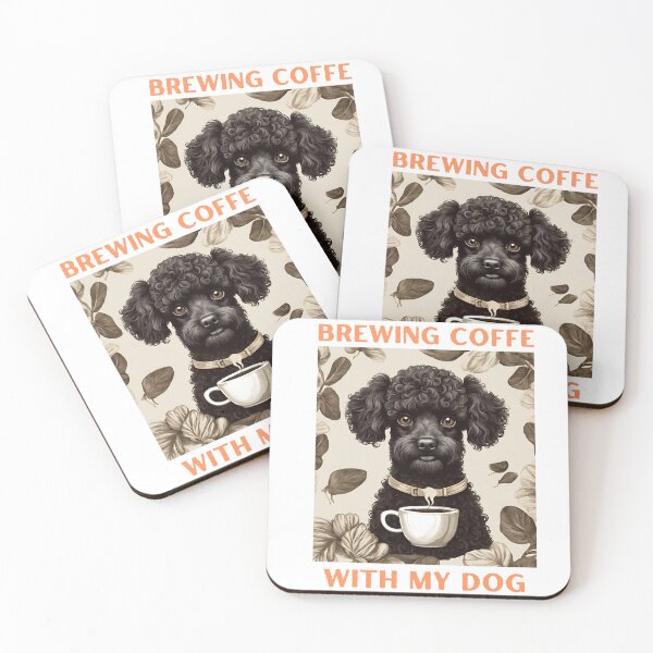 Item preview, Brewing Coffee with my dog black cute teacup toy poodle owner mom lover vintage designed and sold by SoulfulT.