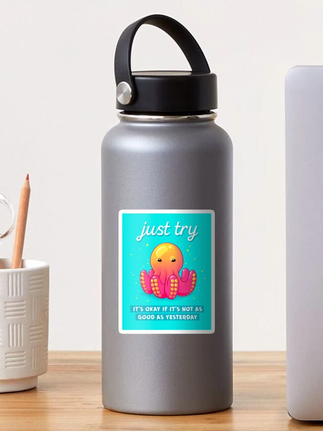 Thumbnail 1 von 3, Sticker, "Probieren Sie es einfach aus" Baby Octopus designt und verkauft von thelatestkate.