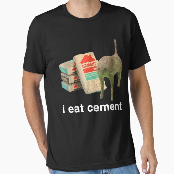 Aperçu de l'œuvre T-shirt Je mange du ciment maudit chat drôle étrangement spécifique créée et vendue par Yolandahamplin.
