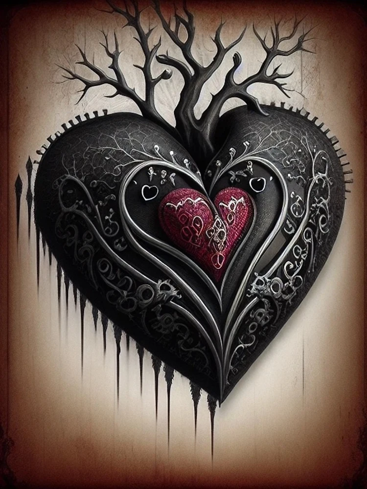 Aperçu 3 sur 3. Sticker avec l'œuvre Coeur gothique créée et vendue par BiancaDPetals.