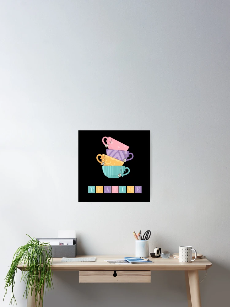 Thumbnail 2 of 3, Poster, Tea cups stack designed and sold by Hello-Cuties.