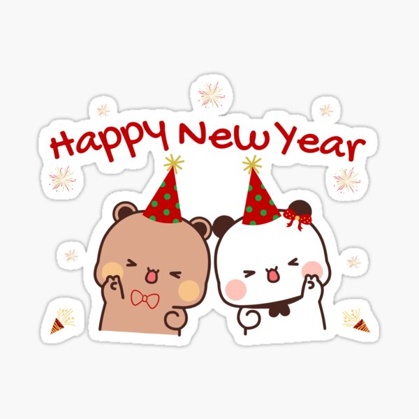 Item preview, Feliz año nuevo DuDu Bear y BuBu Panda designed and sold by Pandety.
