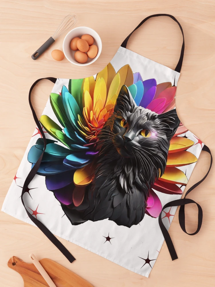 Thumbnail 1 of 6, Apron, Feather dancing cat designed and sold by K-Kwan.