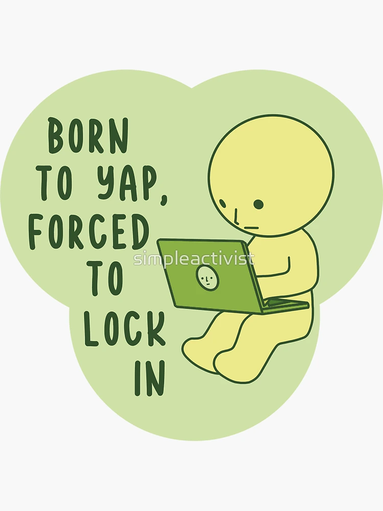 Thumbnail 3 von 3, Sticker, geboren zum Kläffen, gezwungen, sich in Smiski-Computer einzuschließen designt und verkauft von simpleactivist.