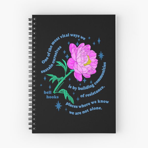Item preview, "Una de las formas más vitales en que nos sustentamos es construyendo comunidades de resistencia, lugares donde sabemos que no estamos solos". ganchos de campana designed and sold by fabfeminist.