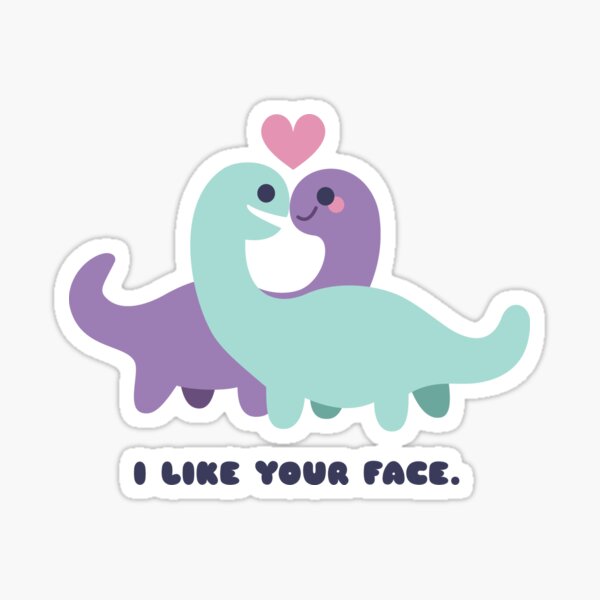 Aperçu de l'œuvre J'aime ton visage Couple de dinosaures créée et vendue par KristyKate.