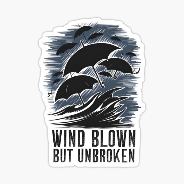 Artikelvorschau, Vom Wind verweht, aber ungebrochen - Mutige Regenschirm-Silhouette-Kunst entworfen und verkauft von VoyteksDesigns.