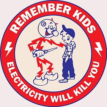 Imagen de la obra Los niños recuerdan que la electricidad te matará Señal de advertencia de seguridad para niños Conciencia de Science Engineering Gifts