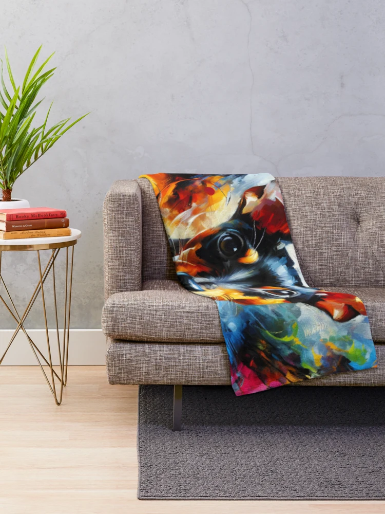 Thumbnail 2 of 6, Throw Blanket, Rat Terrier Painting designed and sold by TheAnimalZ00.