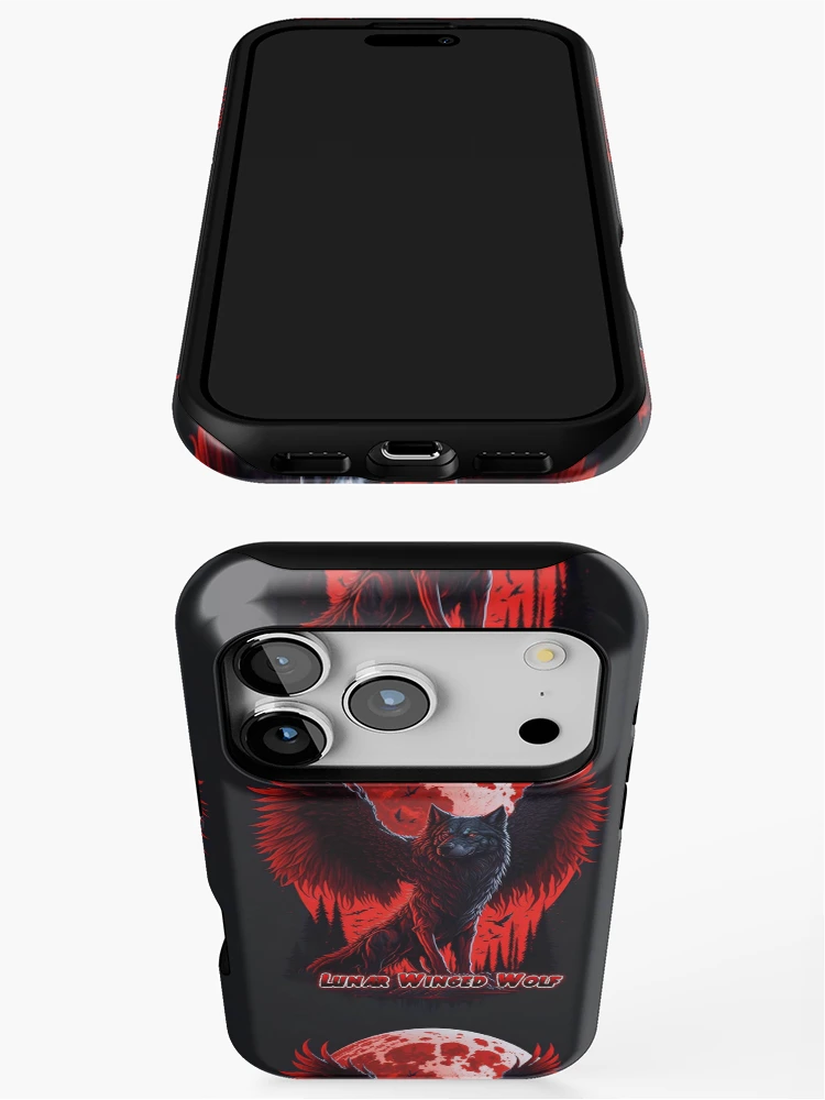 Imagen 3 de 4, Funda de iPhone con la obra Lobo alado lunar, diseñada y vendida por Jurand Creations.