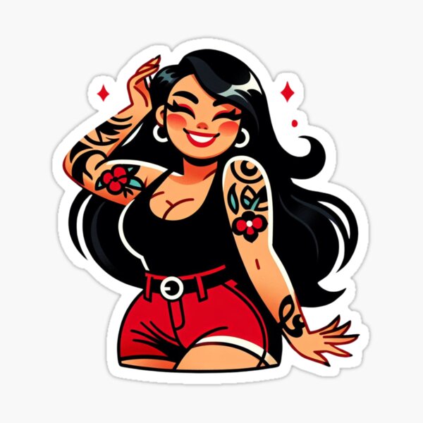 Aperçu de l'œuvre N'arrêtez pas de rire | Amour corporel | Grande taille | Tatouages créée et vendue par SpeckbarbiiArts.