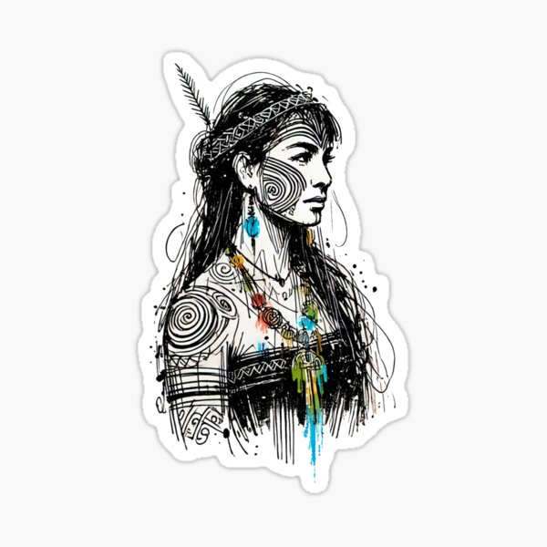 Aperçu de l'œuvre Femme maorie du patrimoine tribal créée et vendue par Blink Art Studio.