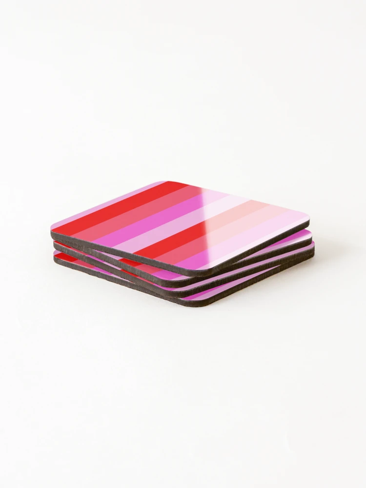Thumbnail 4 of 5, Coasters (Set of 4), Contemporary Pink and Red Stripes designed and sold by OneThreeSix.