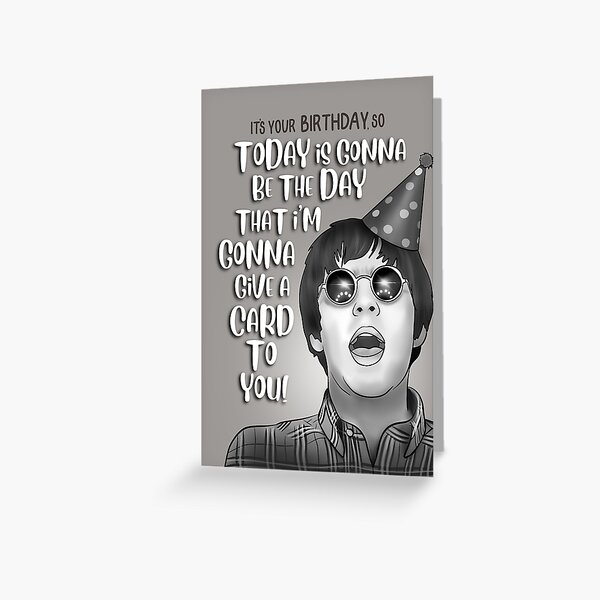 Aperçu de l'œuvre Carte d'anniversaire avec illustration de Liam Gallagher Oasis créée et vendue par Michelle Cameron.
