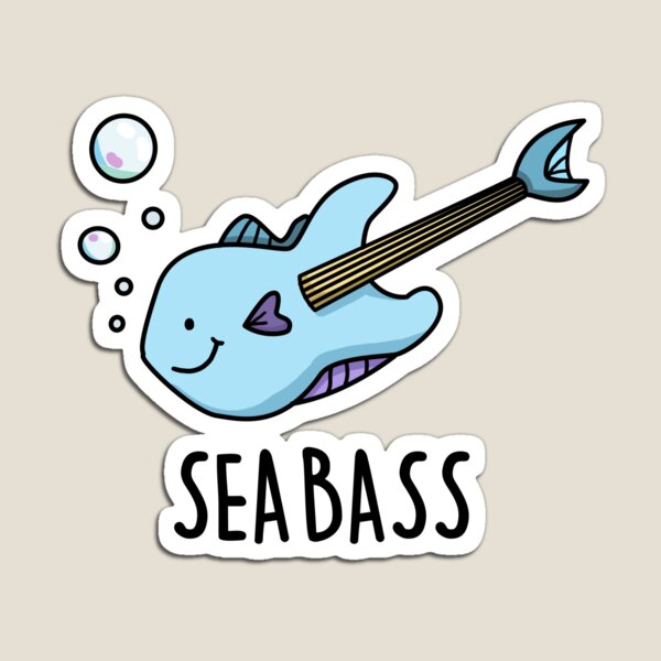 Aperçu de l'œuvre Sea Bass Funny Bass Guitar Fish Puns créée et vendue par punnybone.