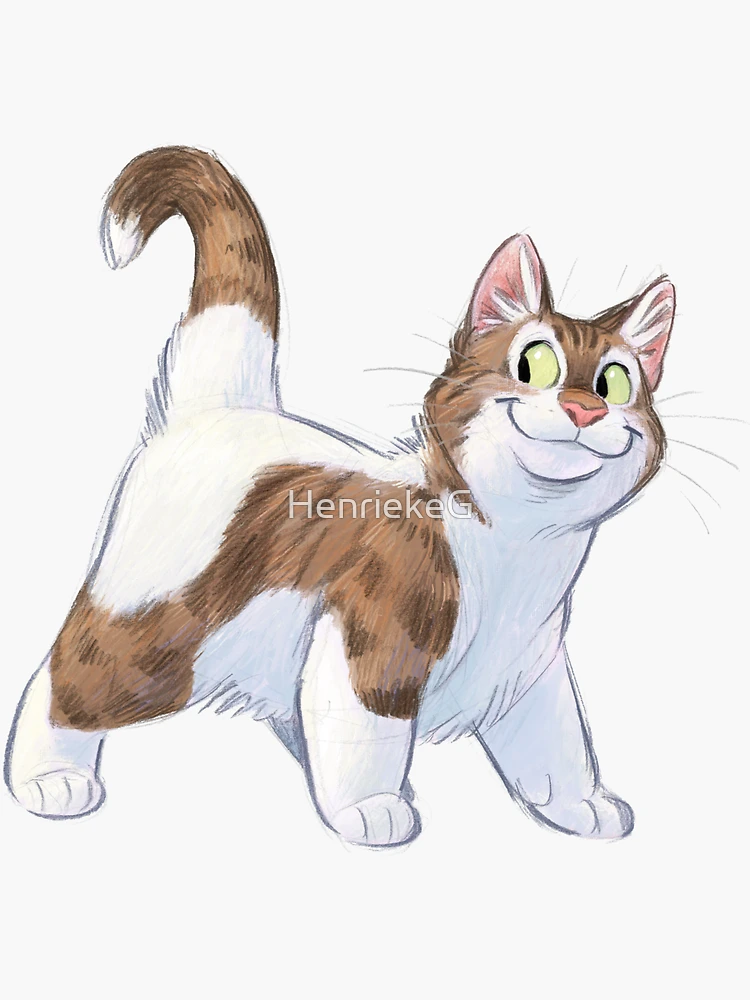 Thumbnail 3 of 3, Sticker, Piebald tomcat designed and sold by HenriekeG.