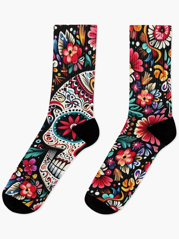 Imagen 1 de 5, Calcetines con la obra Calavera mexicana, diseñada y vendida por edleon.