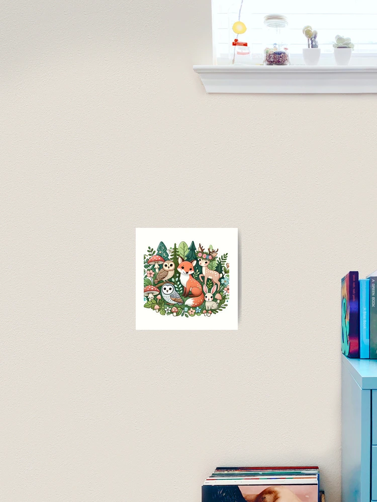 Thumbnail 2 of 3, Art Print, Whimsical Forest Friends designed and sold by Peelya.