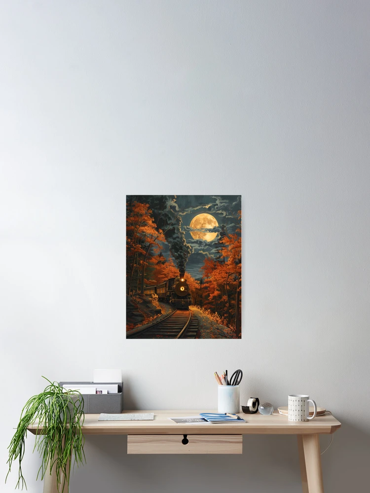 Thumbnail 2 of 3, Poster, Autumn Train designed and sold by Thingstolike.