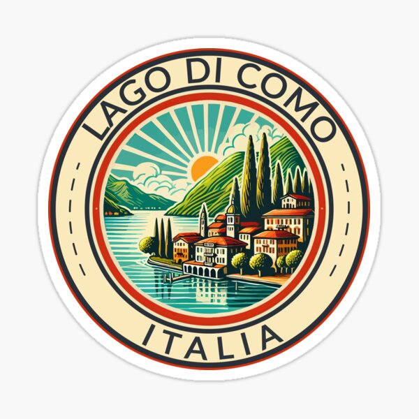 Item preview, Insignia de arte de viaje con ilustración del Lago di Como Italia designed and sold by KrisSidDesigns.