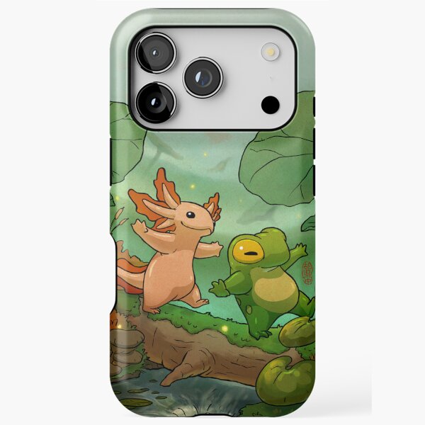 Item preview, Póster de amigos anfibios, rana, axolotl, obra de arte de estilo asiático mágico designed and sold by DingHuArt.