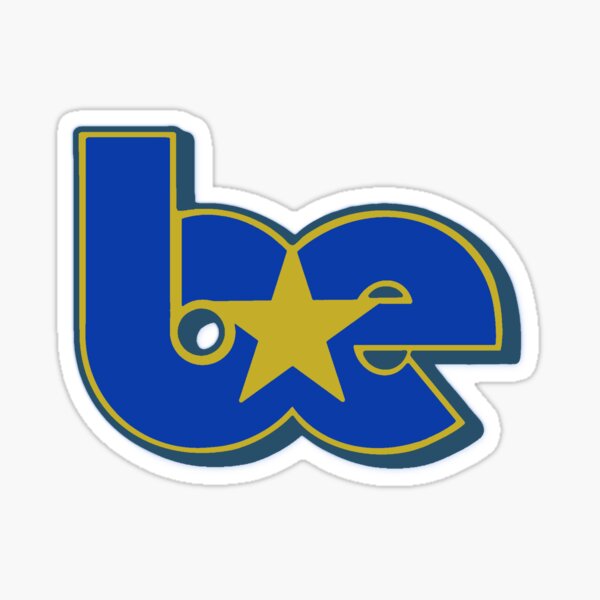 Artikelvorschau, BE Star Kontrast Initialen Umriss Logo Gelb Blau Cerulean entworfen und verkauft von aestheticqueen.