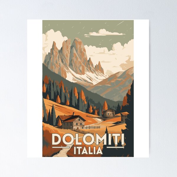 Aperçu de l'œuvre Les Dolomites Italie Voyage Rétro Vintage créée et vendue par JackCurtis1991.