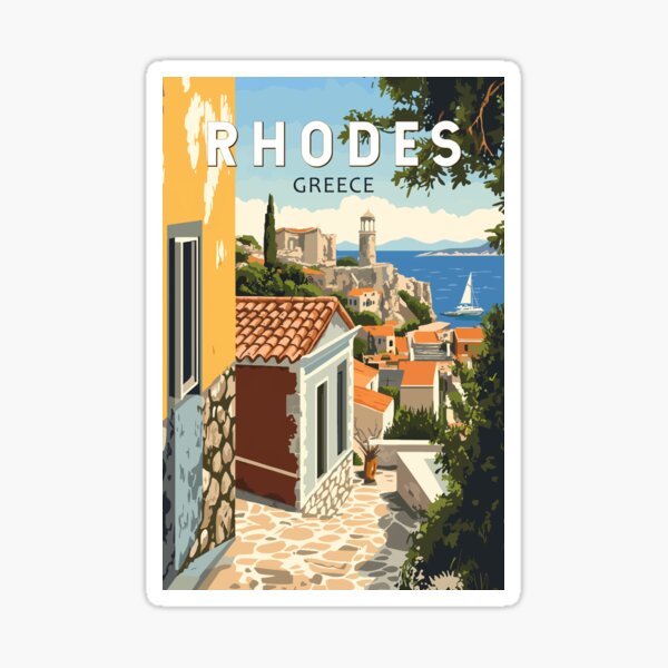Artikelvorschau, Rhodos Griechenland Altstadt Reise Kunst Vintage entworfen und verkauft von KrisSidDesigns.