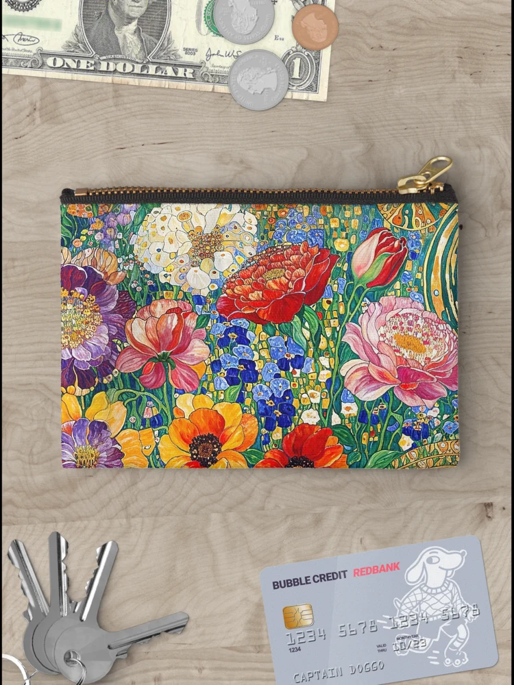 Imagen 3 de 4, Bolsos de mano con la obra Jardín de flores de Gustav Klimt, diseñada y vendida por maniacfitness.