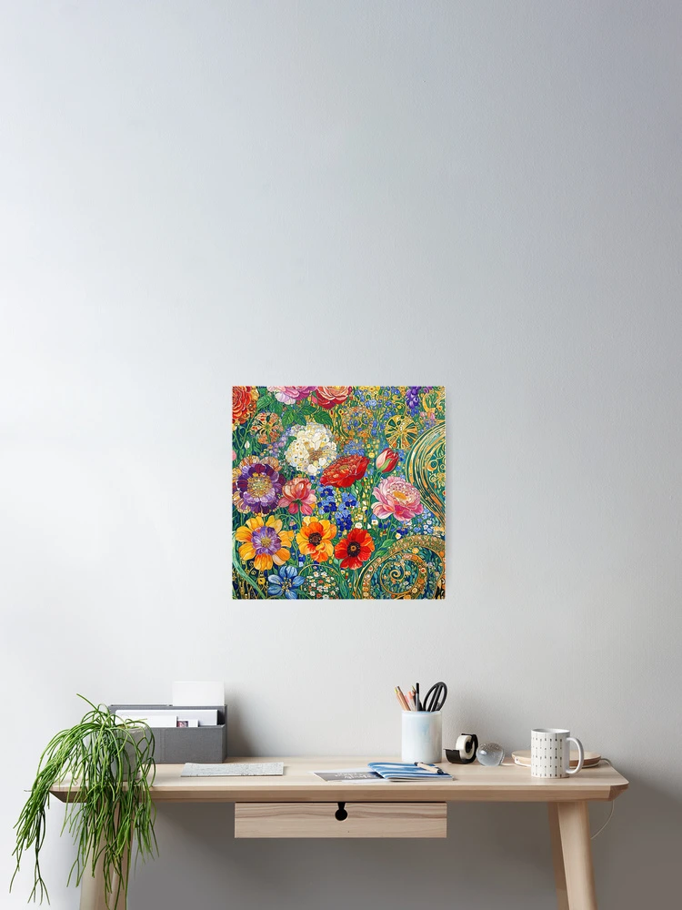 Imagen 2 de 3, Póster con la obra Jardín de flores de Gustav Klimt, diseñada y vendida por maniacfitness.