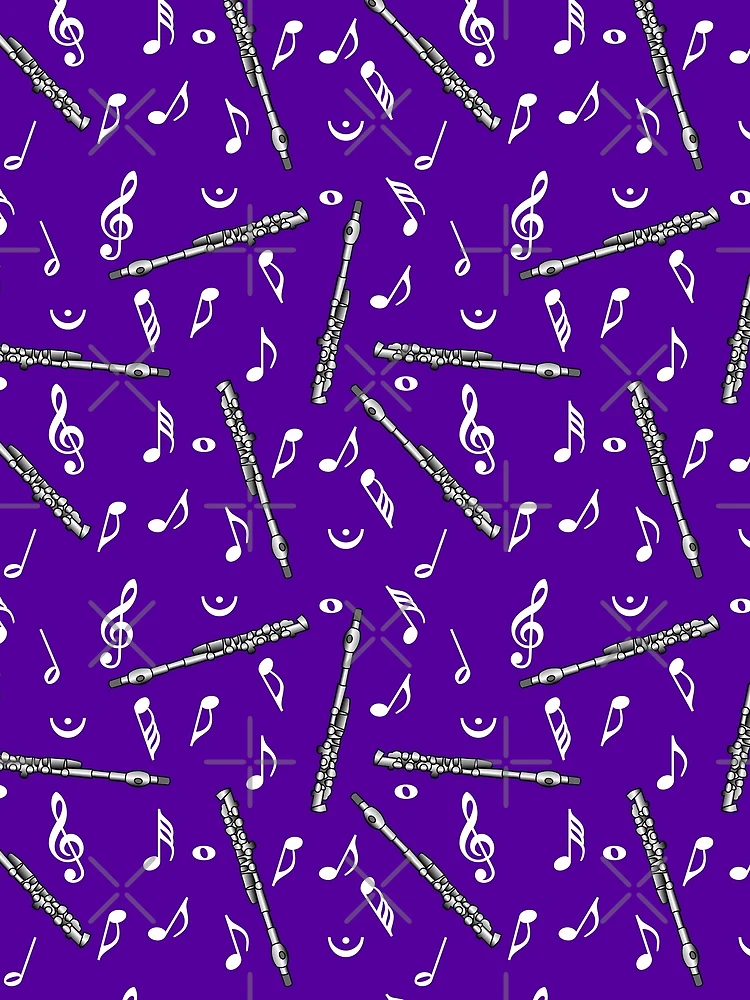 Thumbnail 4 of 4, Graphic T-Shirt, White Music Note Pattern Purple designed and sold by BartholGraphics.