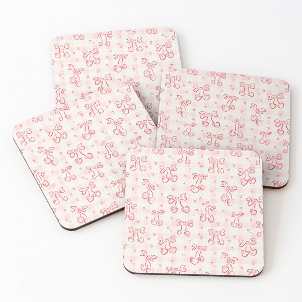 Item preview, Cute Coquette Aesthetic Watercolor Bow Cherries, Pink Beige Red Colors, Valentine's Day designed and sold by tartagain.